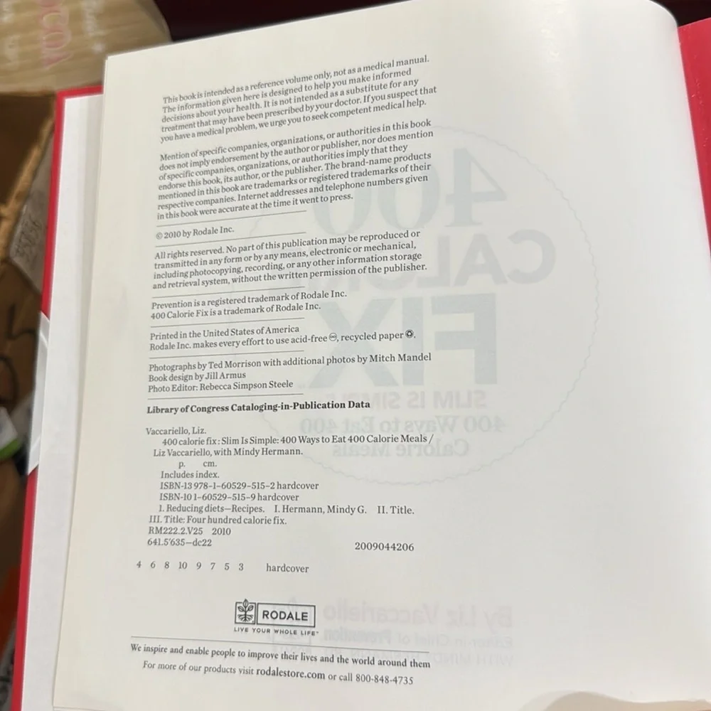 400 Calorie Fix Cookbook by Liz Vaccariello - Red Cover